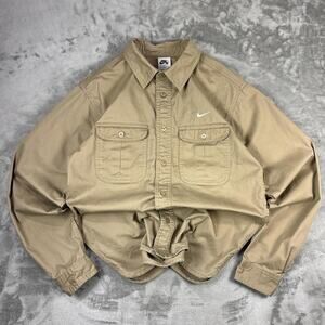 Nike SB Tangalin Khaki Button Up Long-sleeve Shirt Men’s Size Small